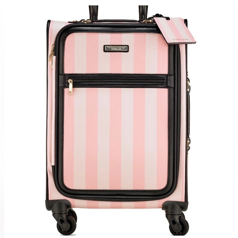 Victoria's Secret Striped Pink and Black Travel Bag new with tag